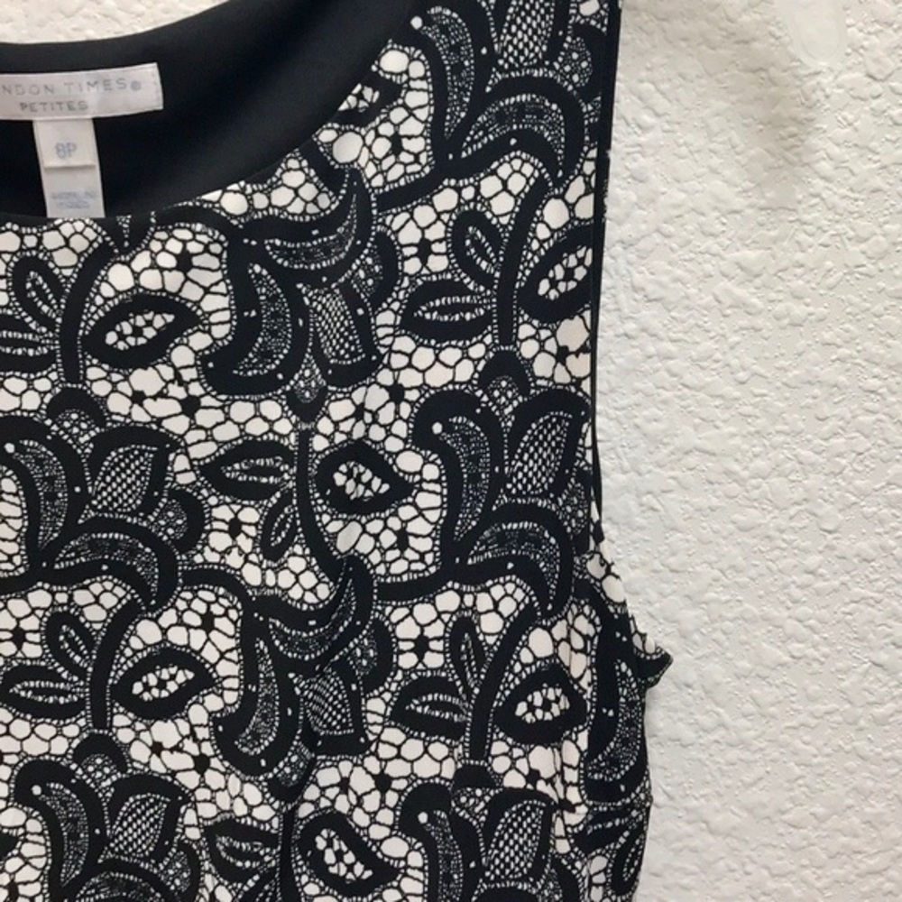 London Times Black Cream Floral Dress /8P - Picture 6 of 11